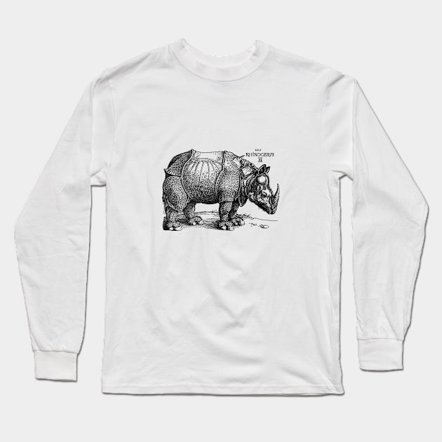 Albrecht Durer's Rhinoceros Long Sleeve T-Shirt by Pixelchicken